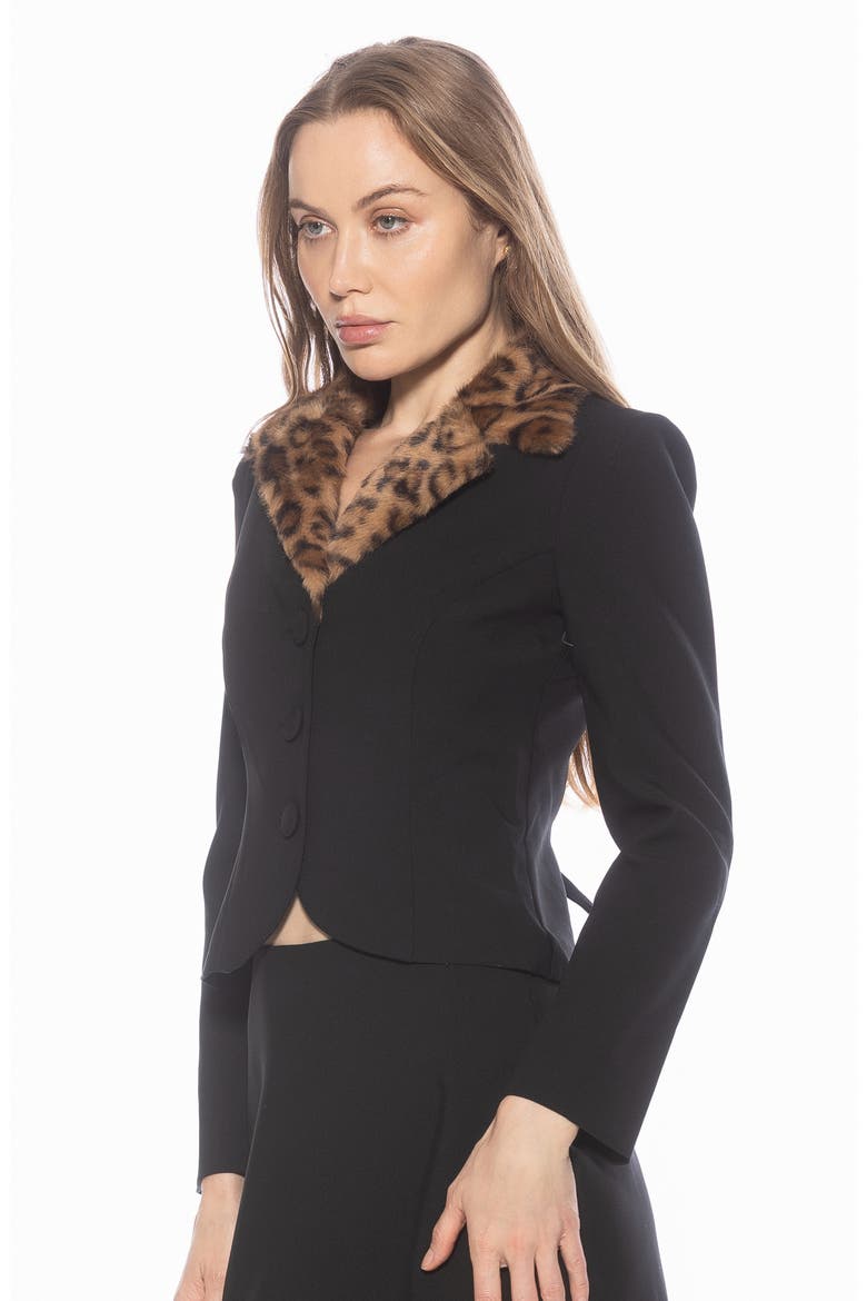 Sabrina Faux Fur Notch Collar Blazer, Alternate, color, BLACK