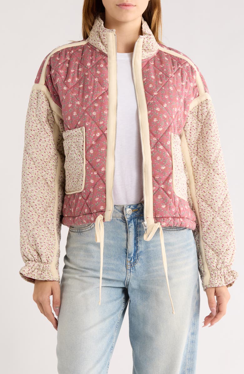 BLANKNYC Bloom Bash Quilted Bomber Jacket, Main, color, Blushing Bloom