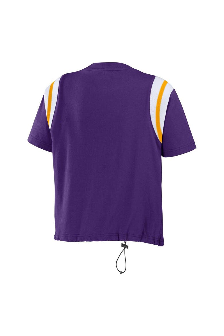 Women's WEAR by Erin Andrews Purple Minnesota Vikings Cinched Colorblock T-Shirt, Alternate, color, Purple