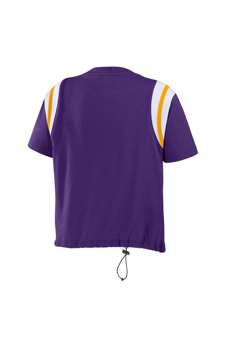 WEAR by Erin Andrews Women
s WEAR by Erin Andrews Purple Minnesota Vikings Cinched Colorblock T-Shirt, Alternate, color, Purple