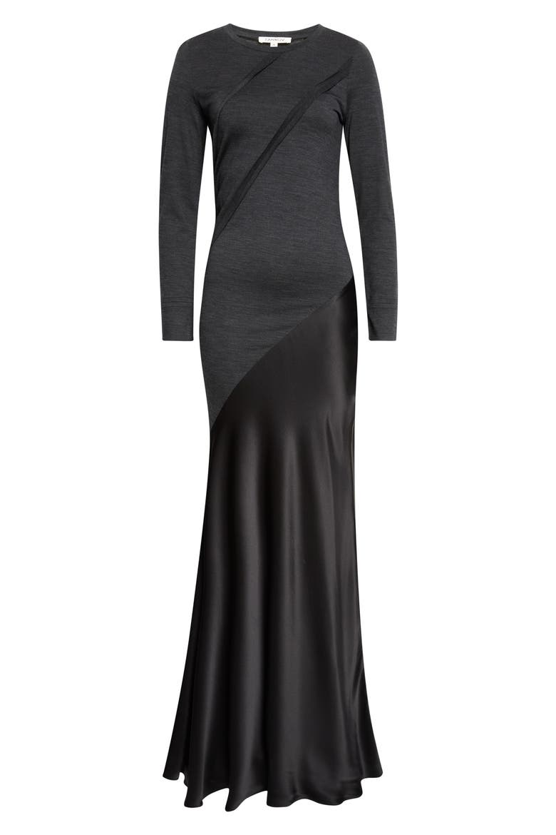 Agathe Long Sleeve Wool & Silk Maxi Dress, Main, color, CHARCOAL MELANGE