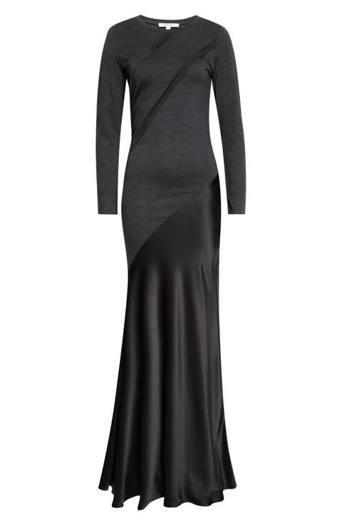 Agathe Long Sleeve Wool & Silk Maxi Dress