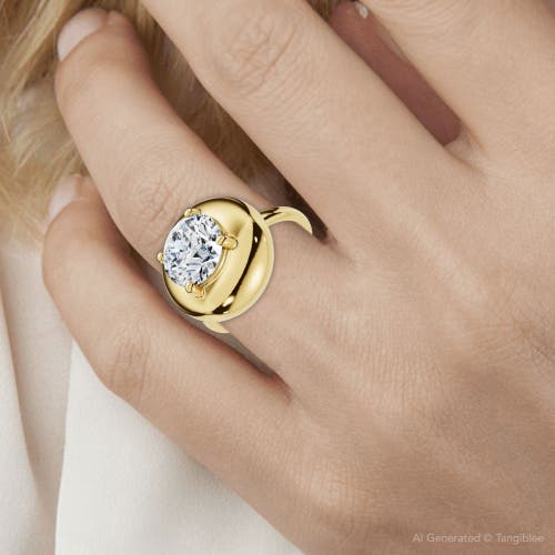 Bliss Diamond 1ct Diamond Bezel Stackable Button Engagement Ring 14k Gold Or Pt Lab Grown In Gold