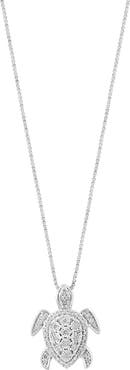 EFFY Sterling Silver Diamond Turtle Pendant Necklace - 0.23 ctw