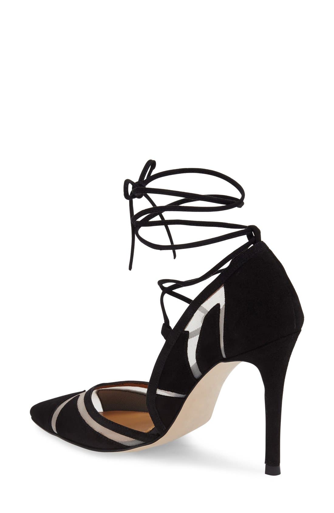 Topshop 'Gretchen' Ankle Tie Pointy Toe Pump, Alternate, color, 