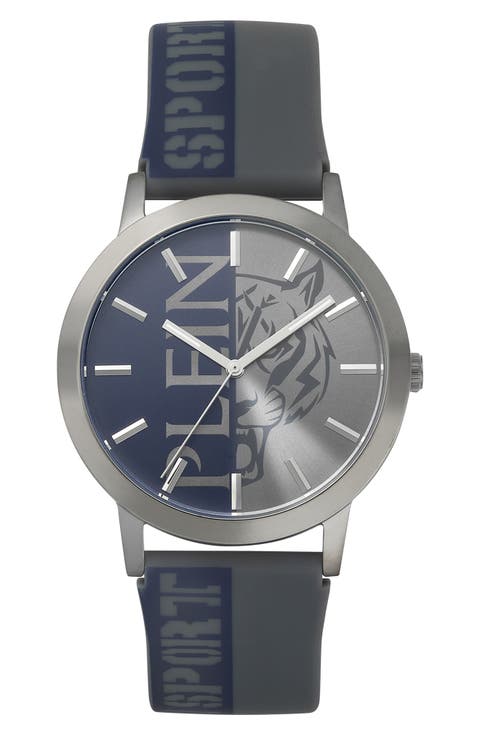 Three-Hand Quartz Silicone Strap Watch, 44mm