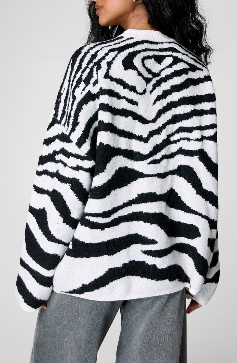 NASTY GAL Zebra Oversize Sweater, Alternate, color, 
