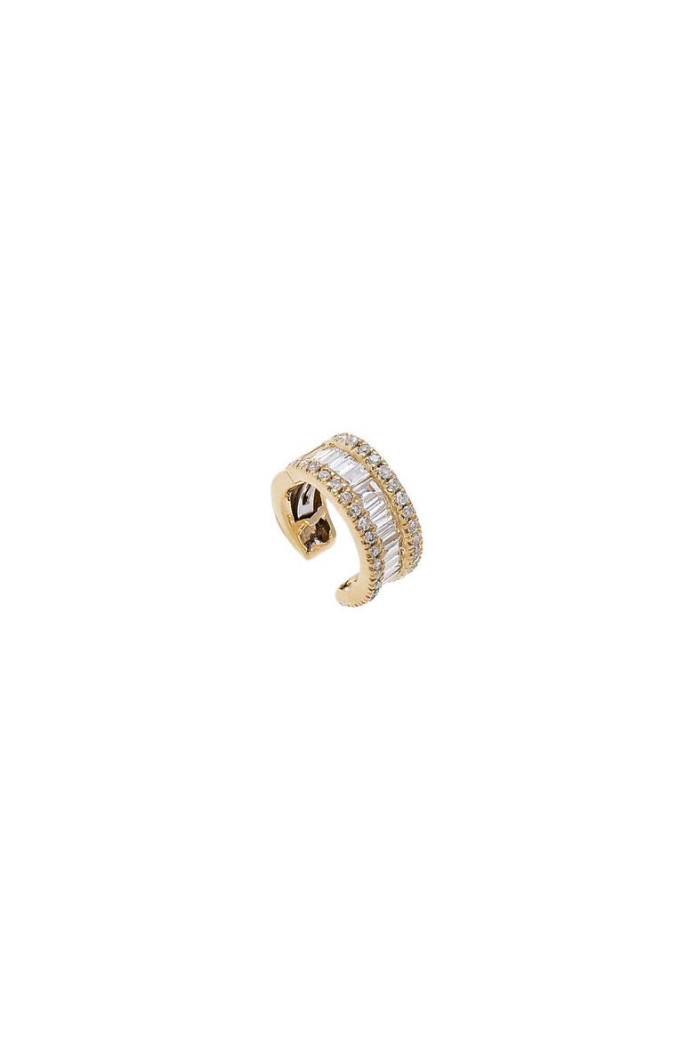 Diamond Pave X Baguette Ear Cuff 14K, Main, color, 14K Gold