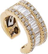 BY ADINA EDEN Diamond Pave X Baguette Ear Cuff 14K