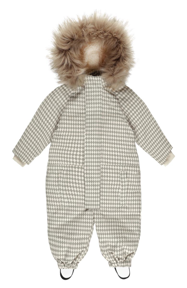 Rylee + Cru Kids' Ski Faux Fur Hooded Snowsuit, Main, color, Laurel Diamond