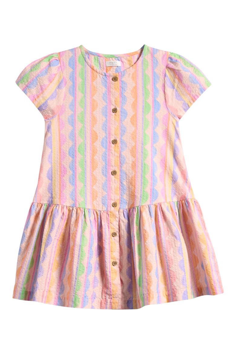 Kids' Abstract Stripe Woven Dress, Main, color, NEUTRAL