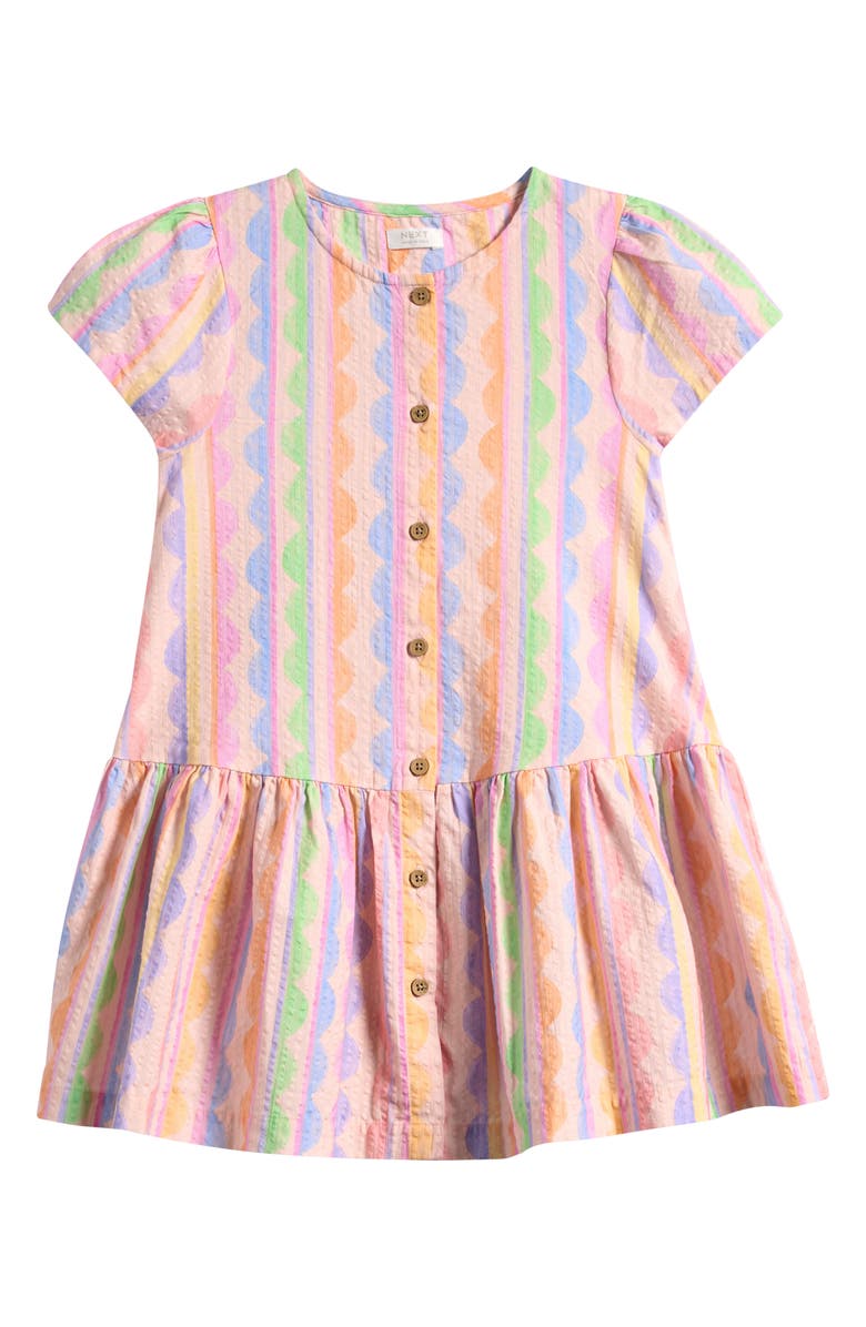 NEXT Kids' Abstract Stripe Woven Dress, Main, color, Neutral