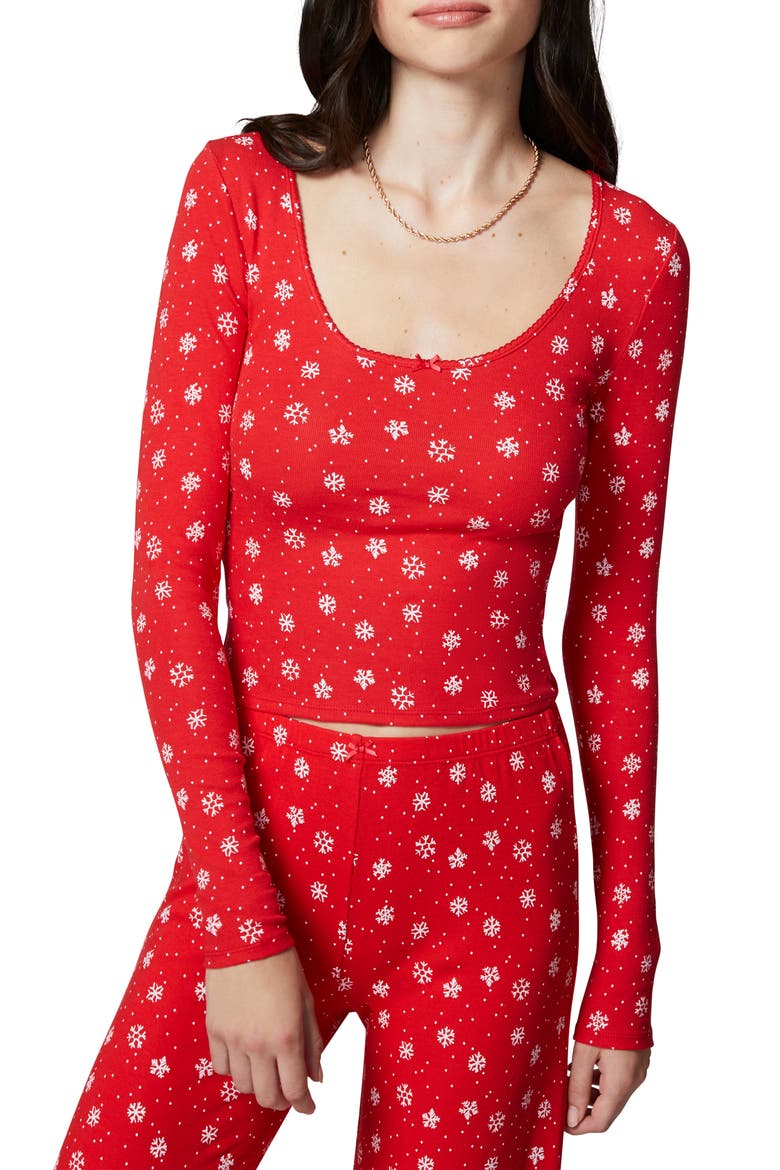 Holidaze Rib Sleep Top, Main, color, SCARLET SNOW