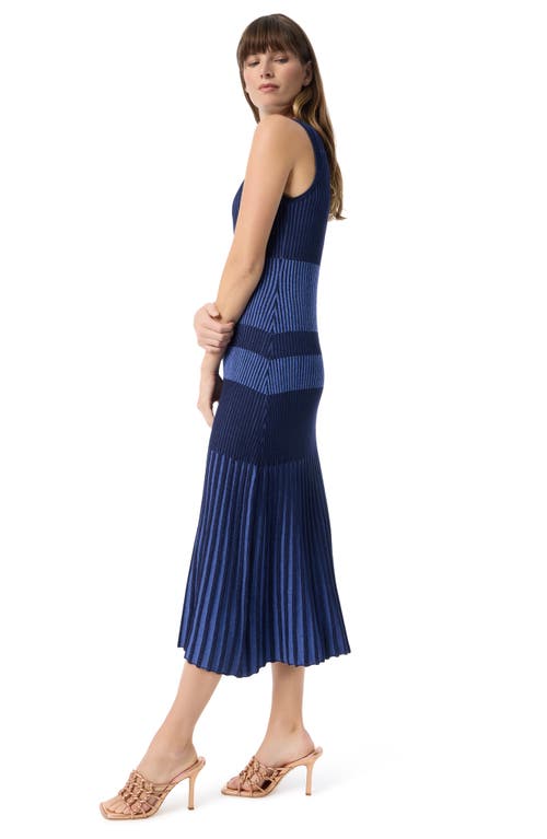Do By Dee Ocleppo Harmony Colorblock Pleated Midi Sweater Dress In Baja Blue Combo