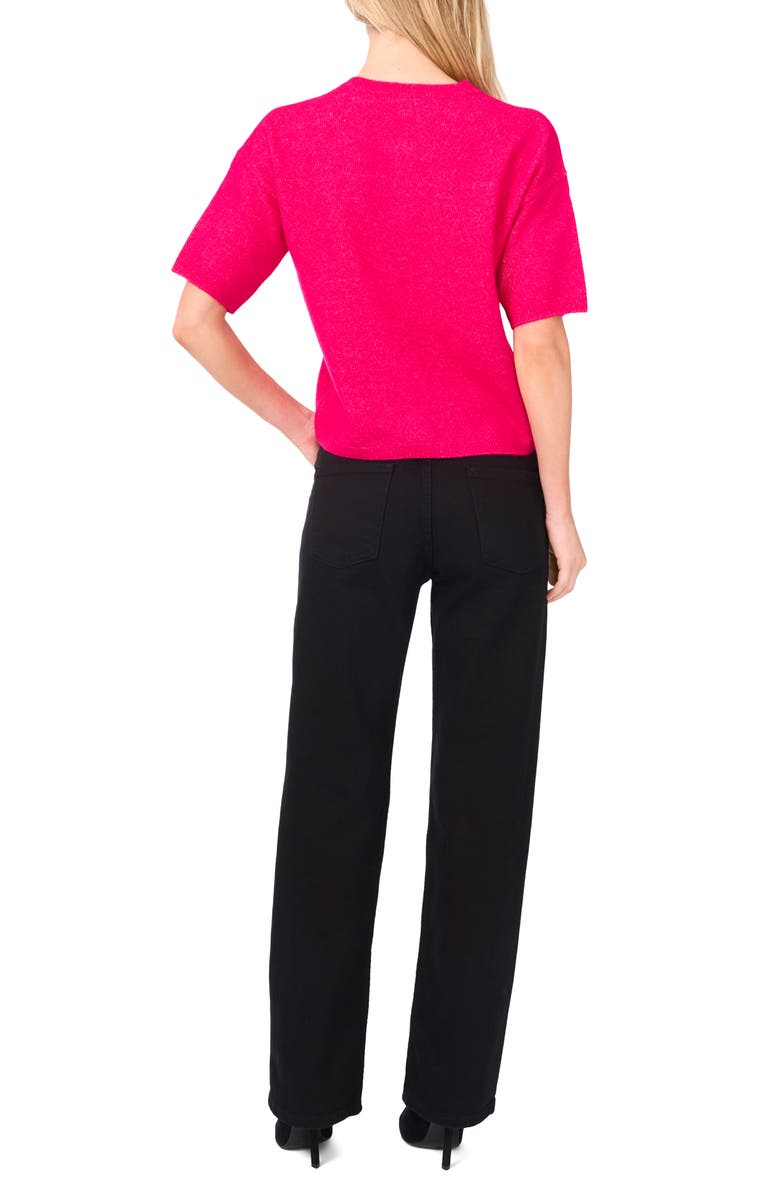Vince Camuto Short Sleeve Cardigan, Alternate, color, Electric Pink
