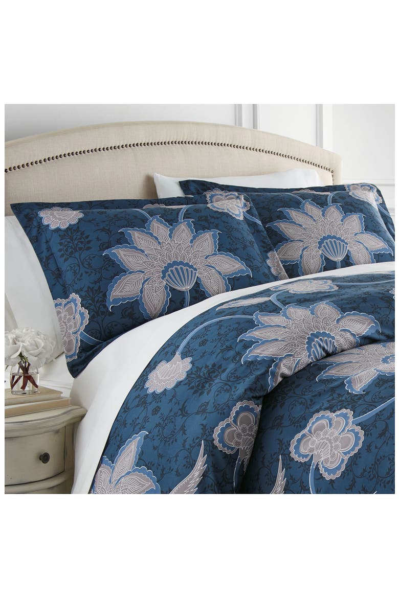 Luxury Premium Collection Oversized Duvet Cover Set, Alternate, color, GRAND FLOWER BLUE