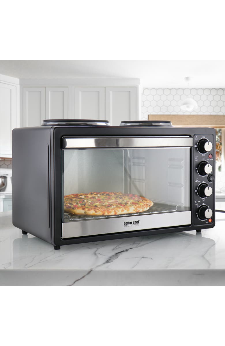 Better Chef Chef Central Toaster Oven and Broiler with Dual Solid Element Burners, Alternate, color, Black