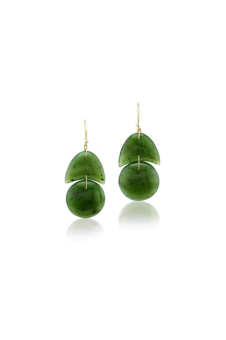 Jade Tiny Arp Drop Earrings, Main, color, Jade