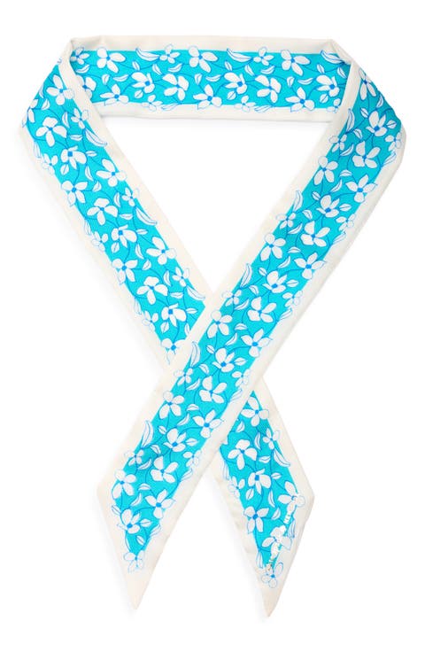 floral vines silk skinny scarf