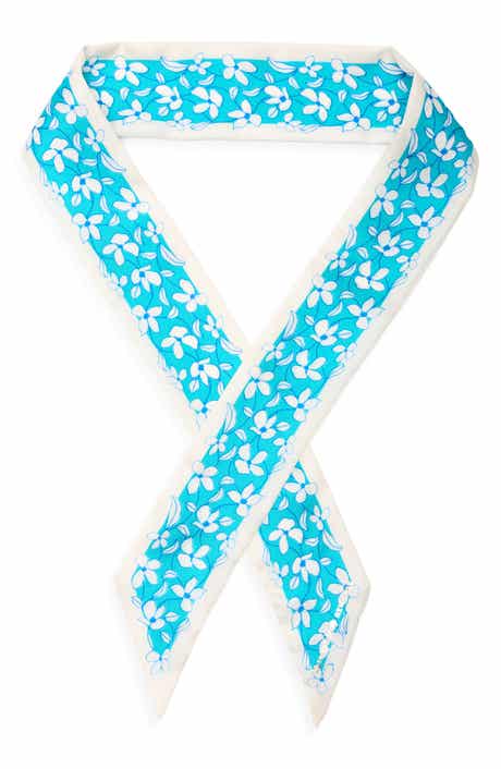 floral vines silk skinny scarf