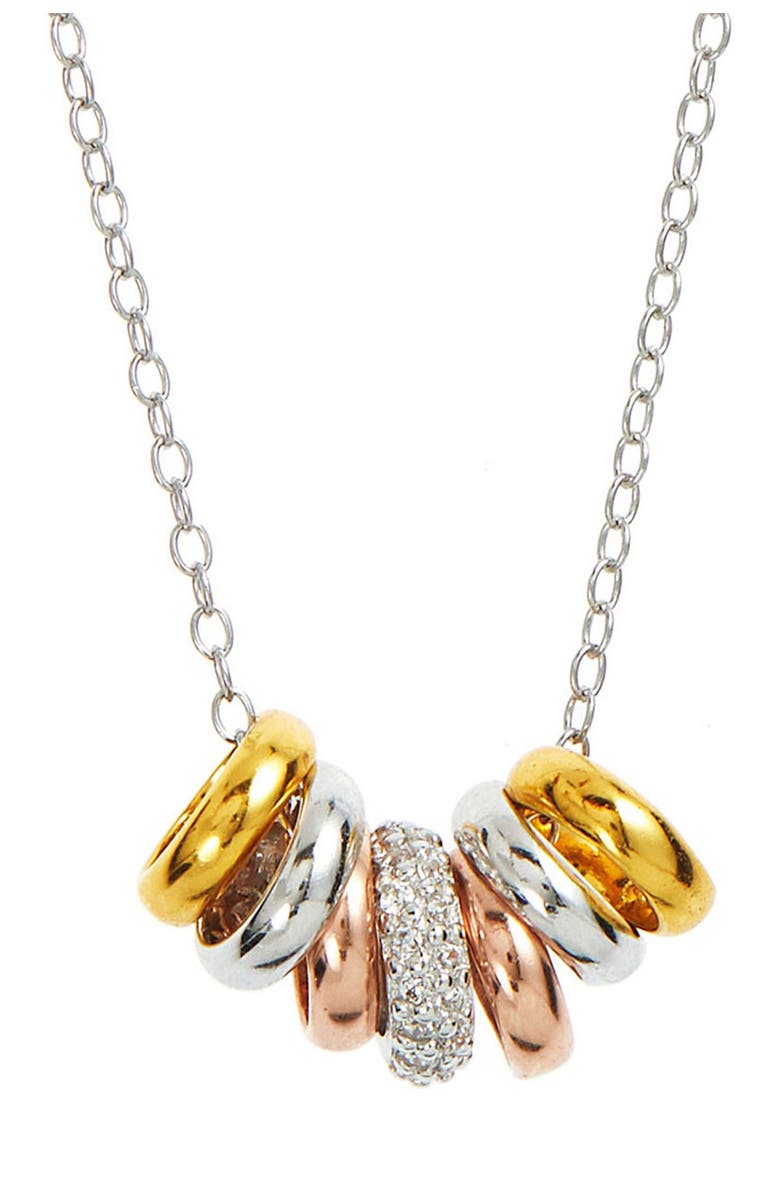 SAVVY CIE JEWELS 18K Tricolor Gold Vermeil Rondelle Necklace, Main, color, 