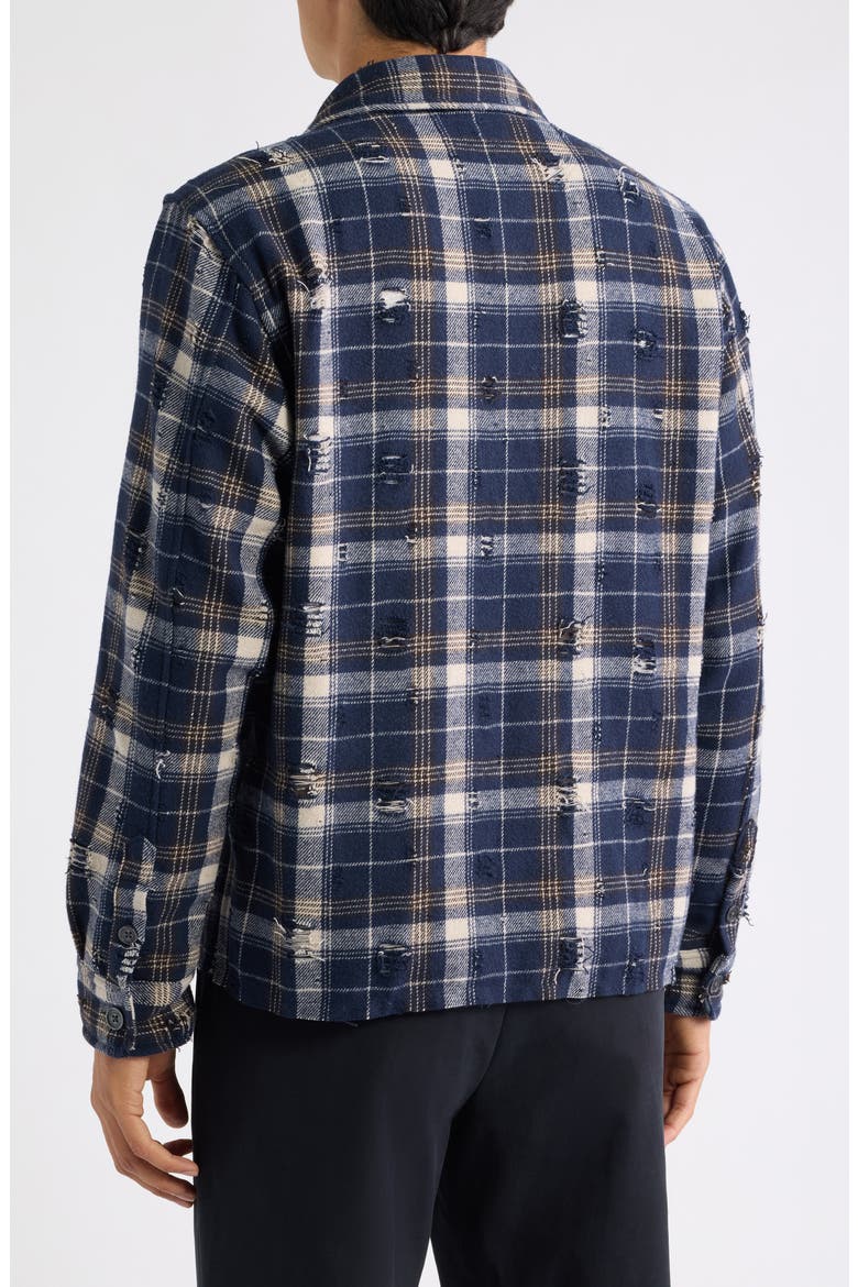 Rei Distressed Plaid Cotton Button-Up Shirt, Alternate, color, MYSTIC BLUE