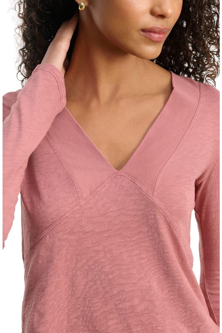 Cotton Slub V-Neck Tee, Alternate, color, DK BLSH PN