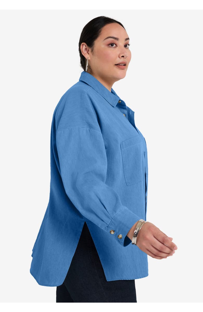 June + Vie Chambray Blouse, Alternate, color, Vintage Medium Wash