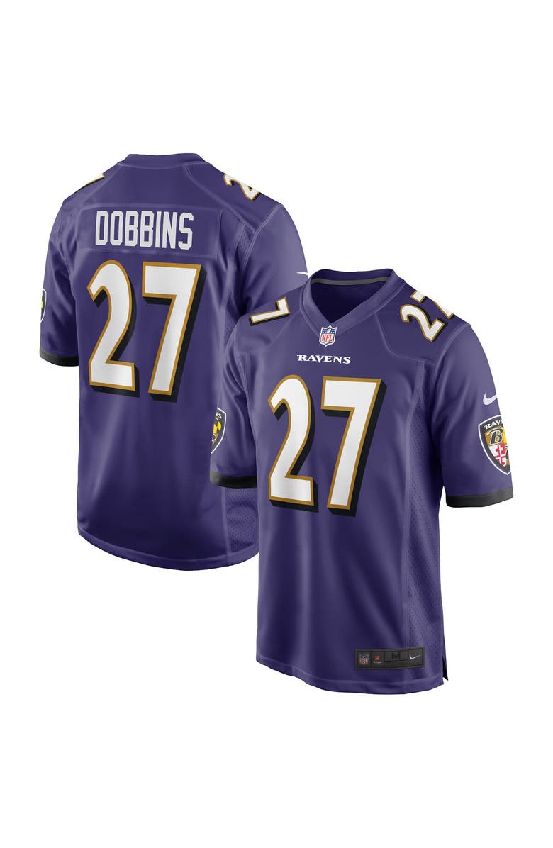 Nike Men's Nike J.K. Dobbins Purple Baltimore Ravens Game Jersey, Main, color, 