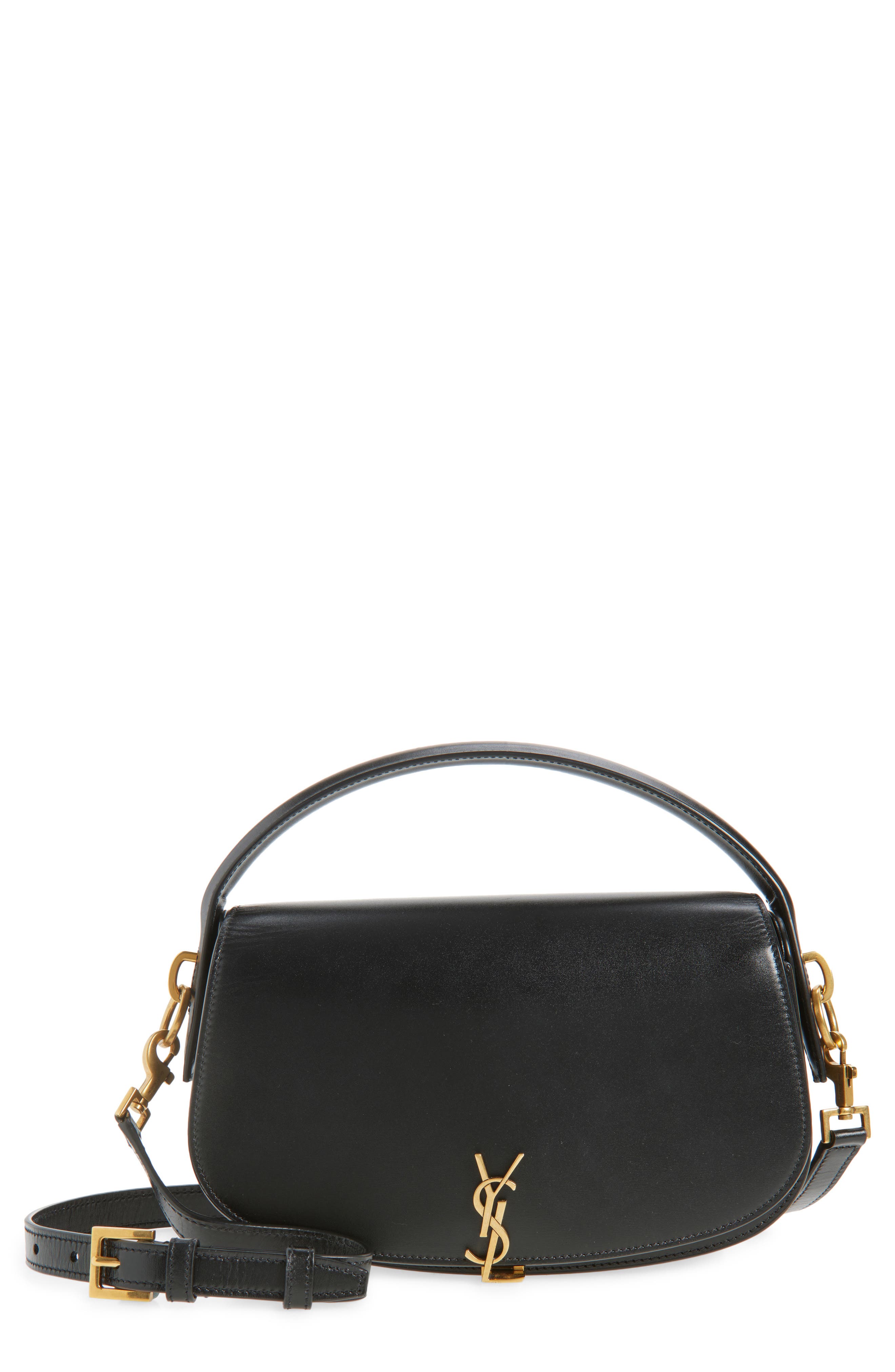 Saint Laurent Voltaire Leather Crossbody Bag, Main, color, Nero
