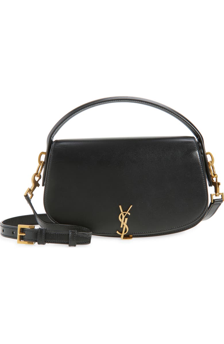 Saint Laurent Voltaire Leather Crossbody Bag, Main, color, Nero