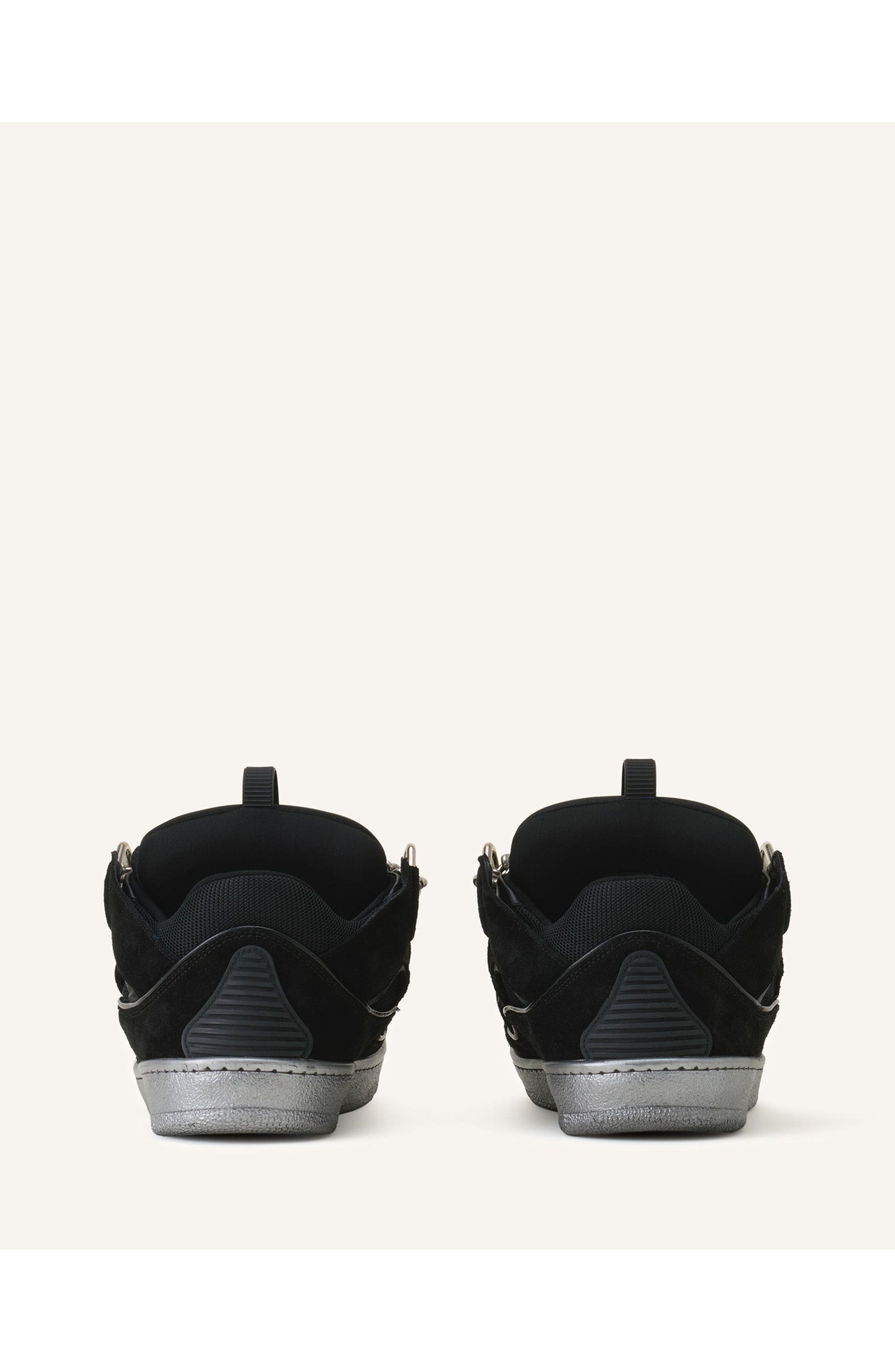 Lanvin Curb Sneakers Id Chain In Suede, Alternate, color, Black/Silver