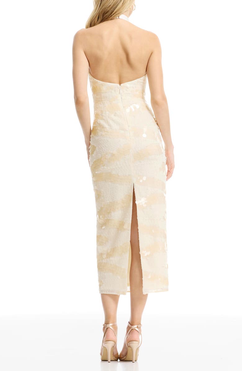 Dress the Population Amani Embellished Halter Cocktail Dress, Alternate, color, Cream