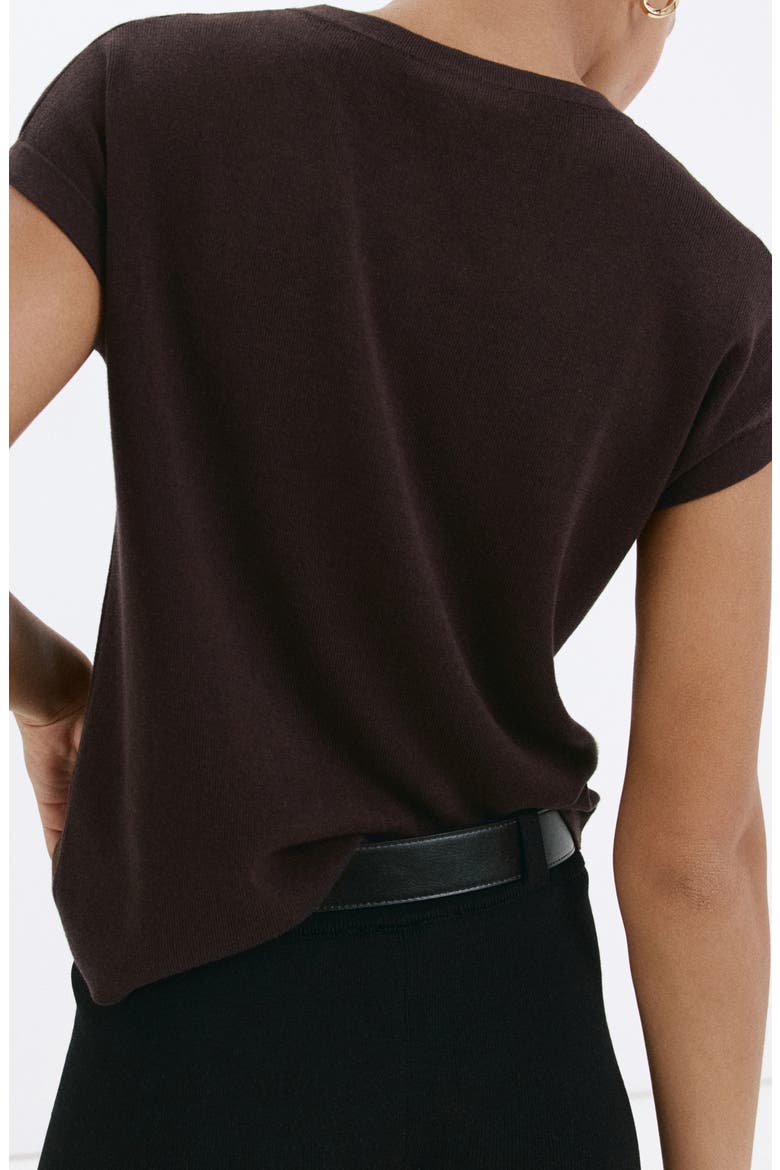 Short Sleeve Cotton Blend Sweater, Alternate, color, BROWN