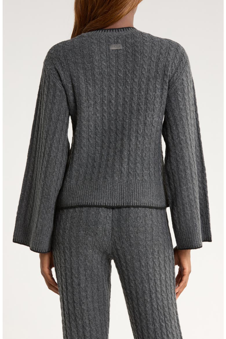 Rylynn Cable Flare Sleeve Sweater, Alternate, color, CHARCOAL HEATHER