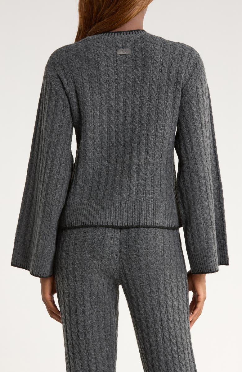 UGG<sup>®</sup> Rylynn Cable Flare Sleeve Sweater, Alternate, color, Charcoal Heather