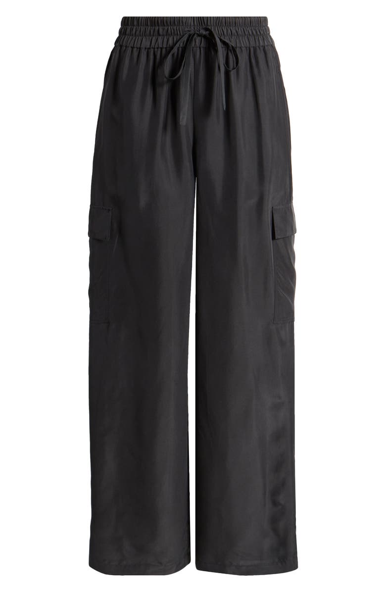 Eileen Fisher Cargo Silk Straight Leg Drawstring Pants, Alternate, color, 