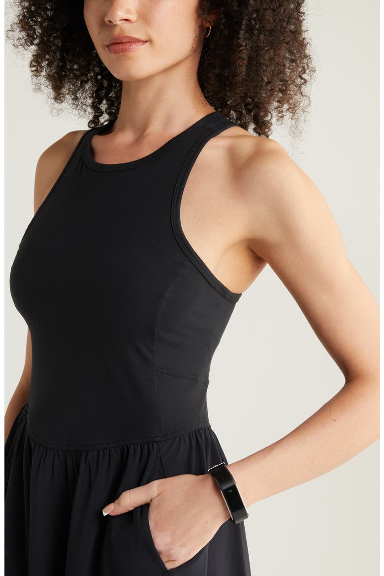 Effortless Cutout Back Hybrid Dress, Alternate, color, BLACK