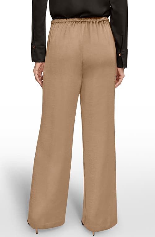 Donna Karan New York Wide Leg Satin Pants In Brown