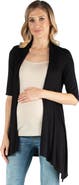 24seven Comfort Apparel Maternity Loose Fit Open Front Cardigan