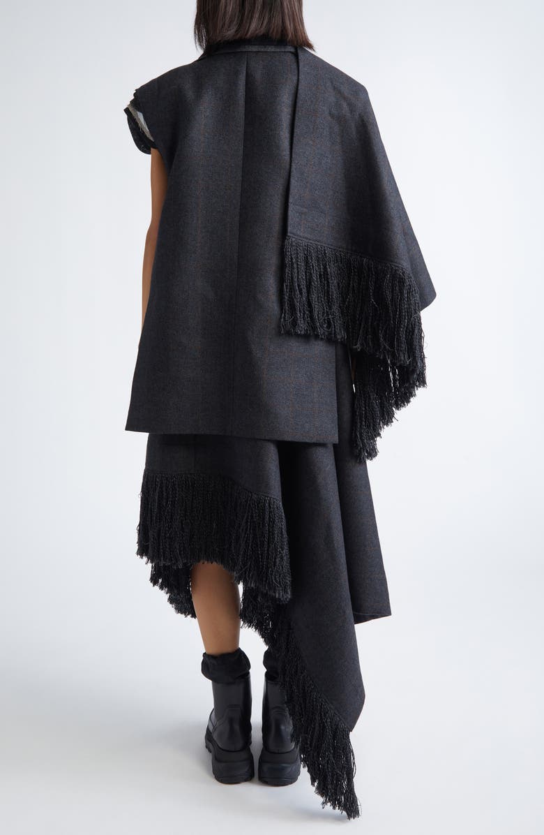 Sacai Double Face Plaid Melton Vest, Alternate, color, Gray