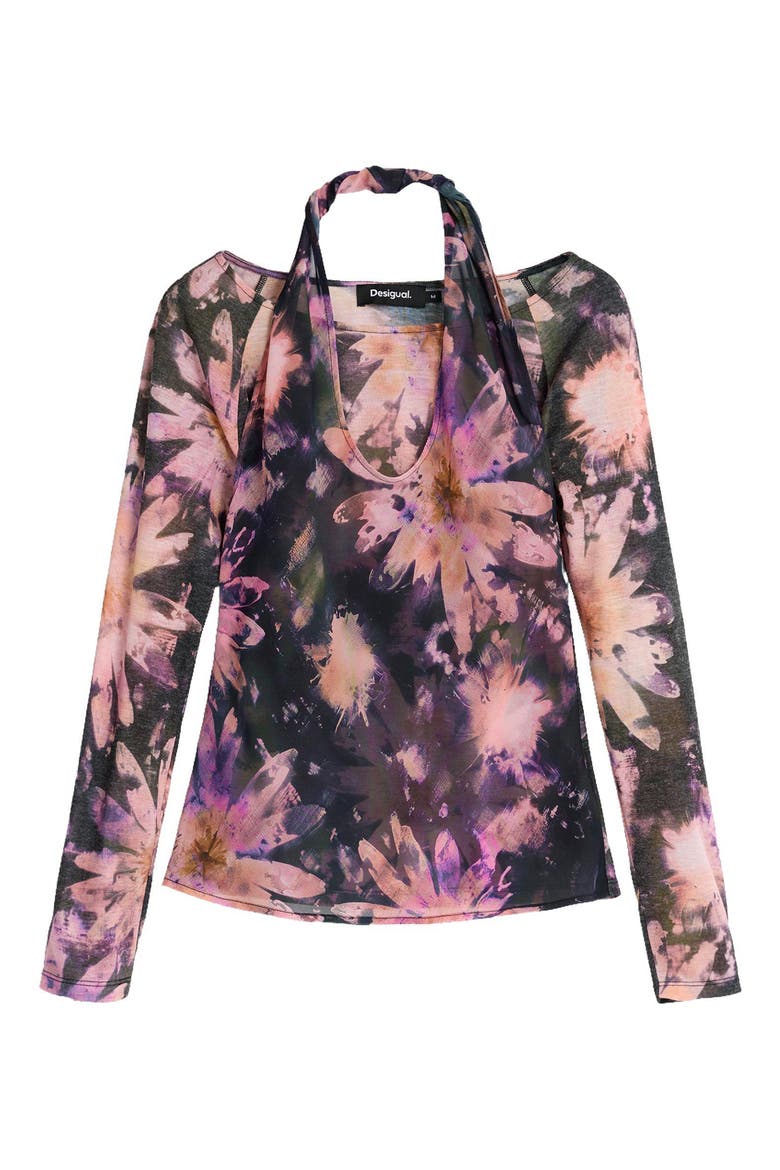 Printed Long Sleeve Top, Alternate, color, NAVY BLUE