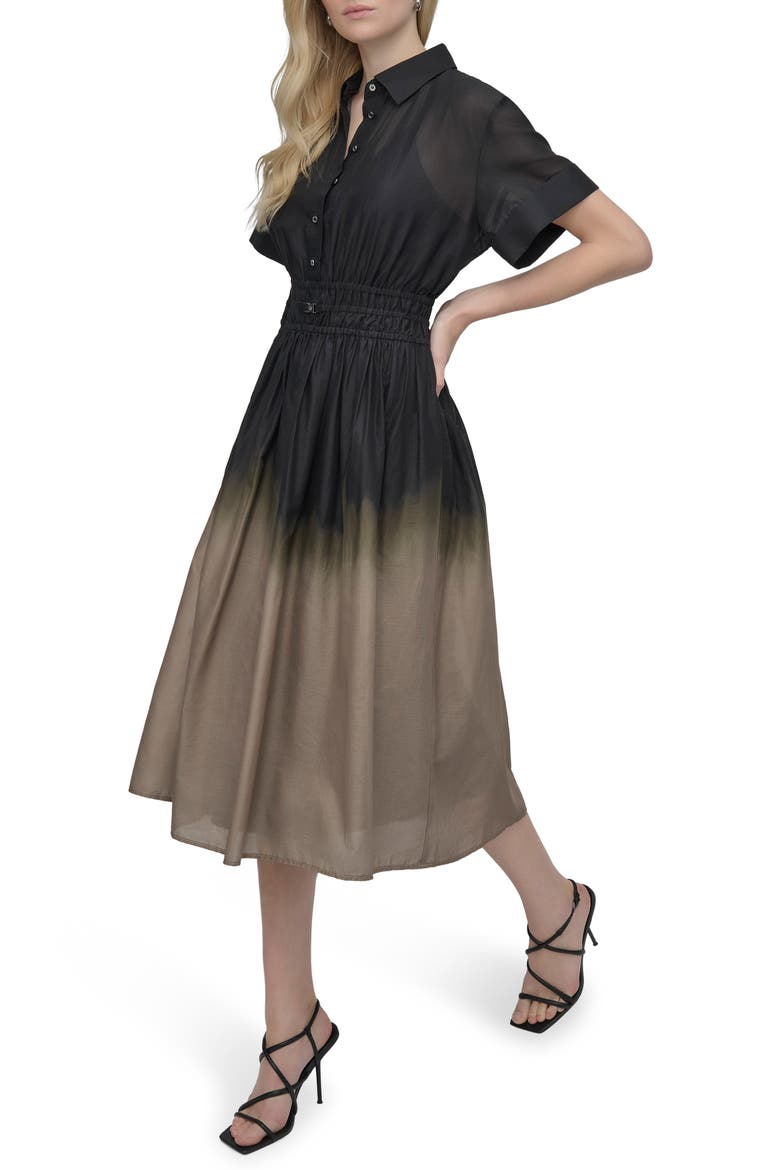 Cotton Poplin Midi Shirtdress, Alternate, color, CAPPUCCINO