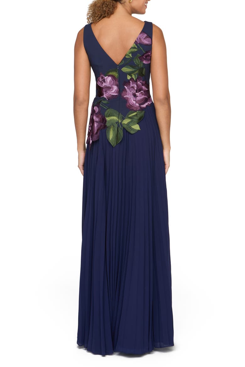 Jayla Appliqué Pleated Gown, Alternate, color, DARK TWILIGHT