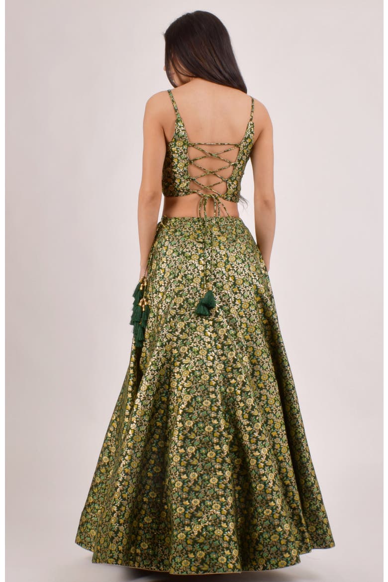 Beryl Banarasi Lehenga Choli Set, Alternate, color, Green