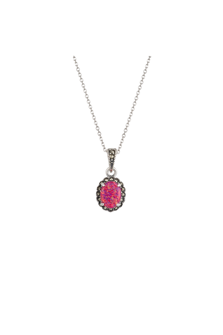 Oval Red Opal High Quality Sterling Silver Pendant Necklace, Main, color, Silver