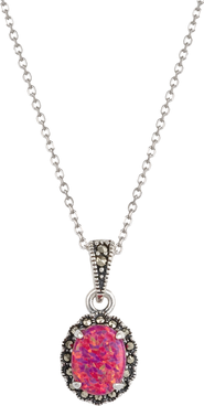 Spero London Oval Red Opal High Quality Sterling Silver Pendant Necklace