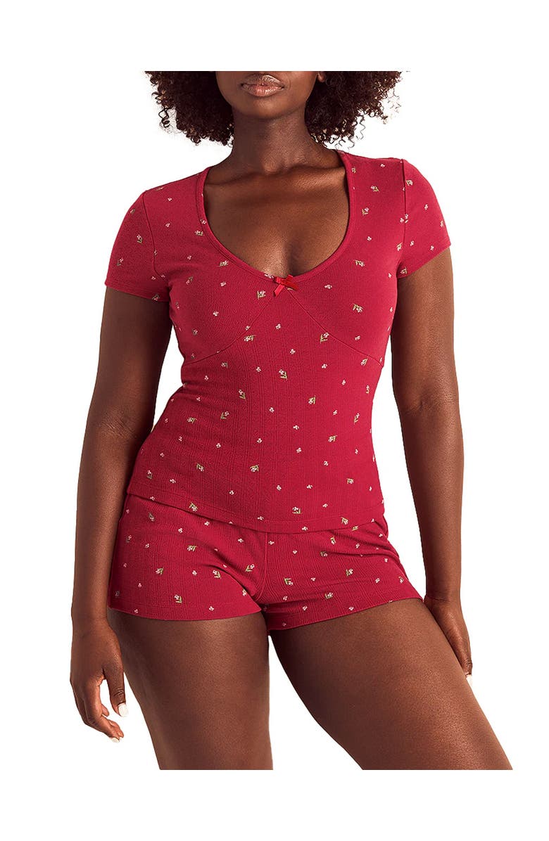 Adore Me Eloise Short Pajama Set, Main, color, Floral Red
