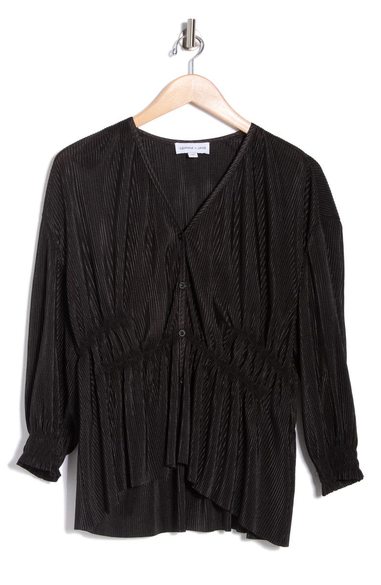 Gemma + Jane High-Low Plissé Charmeuse Top, Alternate, color, 