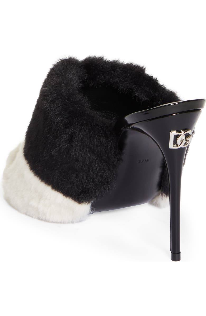 Dolce&Gabbana Keira Colorblock Faux Fur Slide Sandal, Alternate, color,